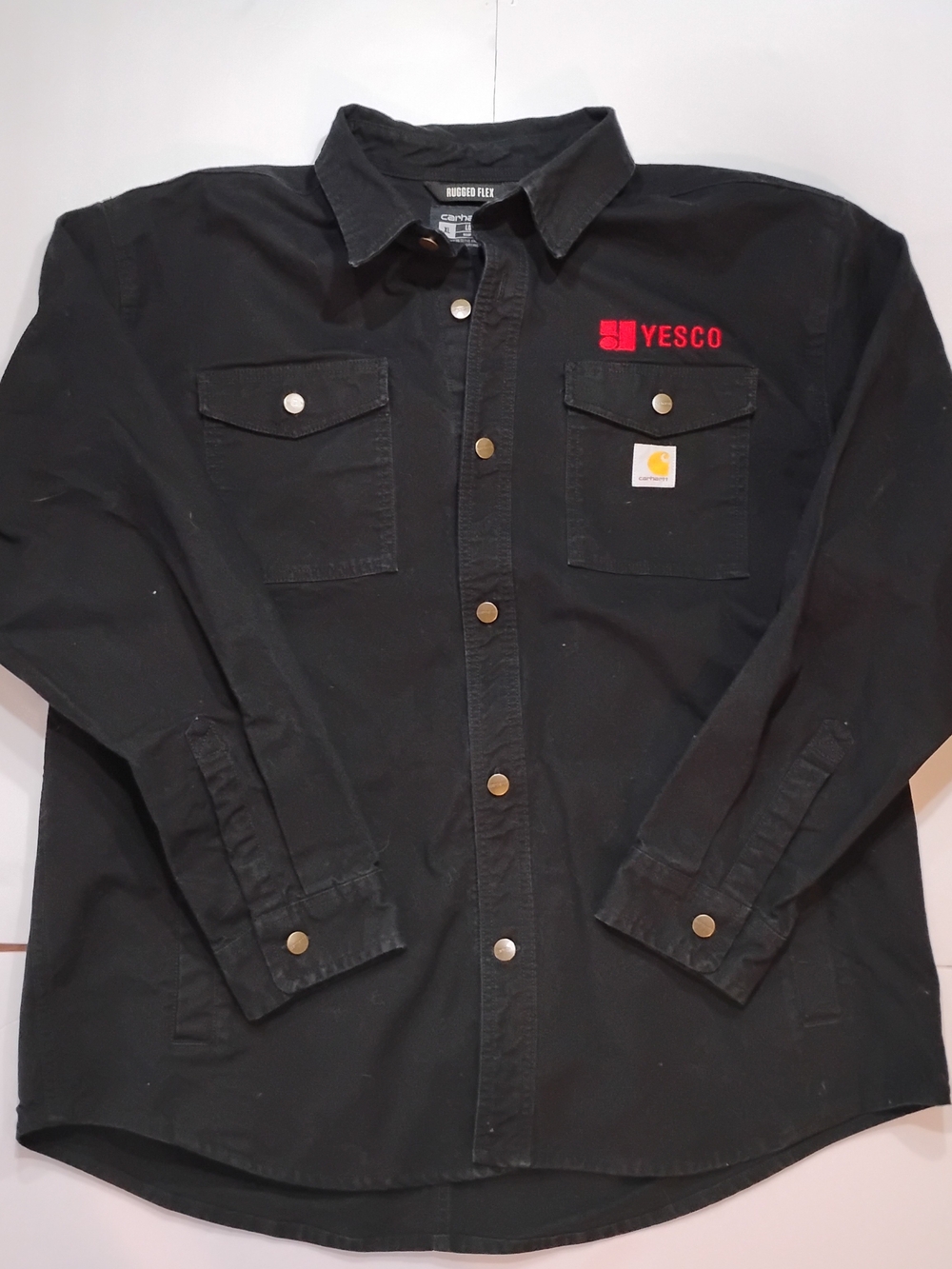 Carhartt Black Men's Rugged Flex Work Shirt Jacket with YESCO Embroidery